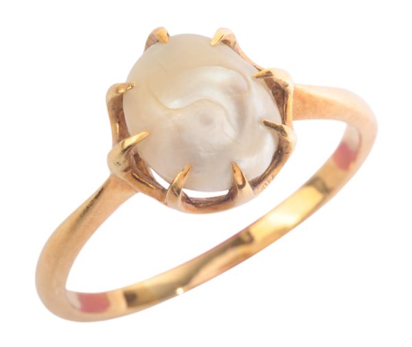 A NATURAL PEARL SOLITAIRE RING