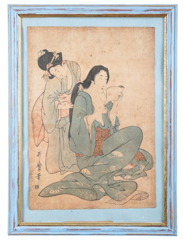 AFTER UTAMORO KITAGAWA (C.1753-1806) A lady having her hair groomed