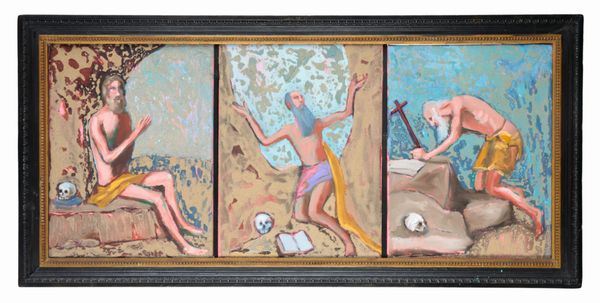 *GRAHAM SNOW (1948-2025) Triptych studies of a hermit