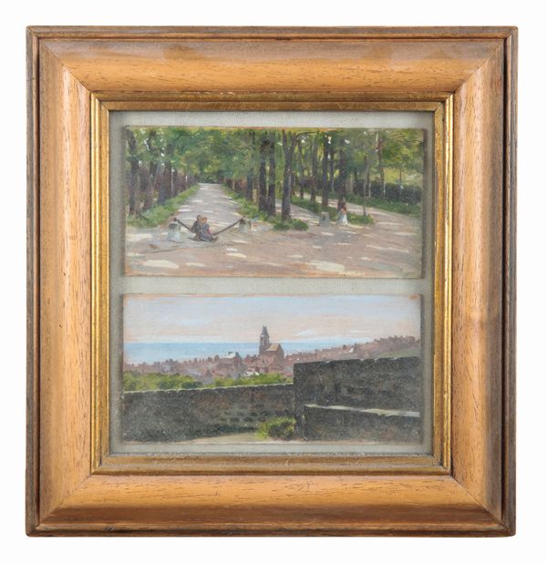 EUROPEAN SCHOOL, 20TH CENTURY Park landscapes and a coastal town