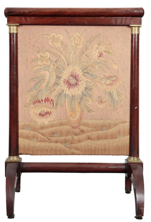 A FRENCH EMPIRE MAHOGANY FIRESCREEN