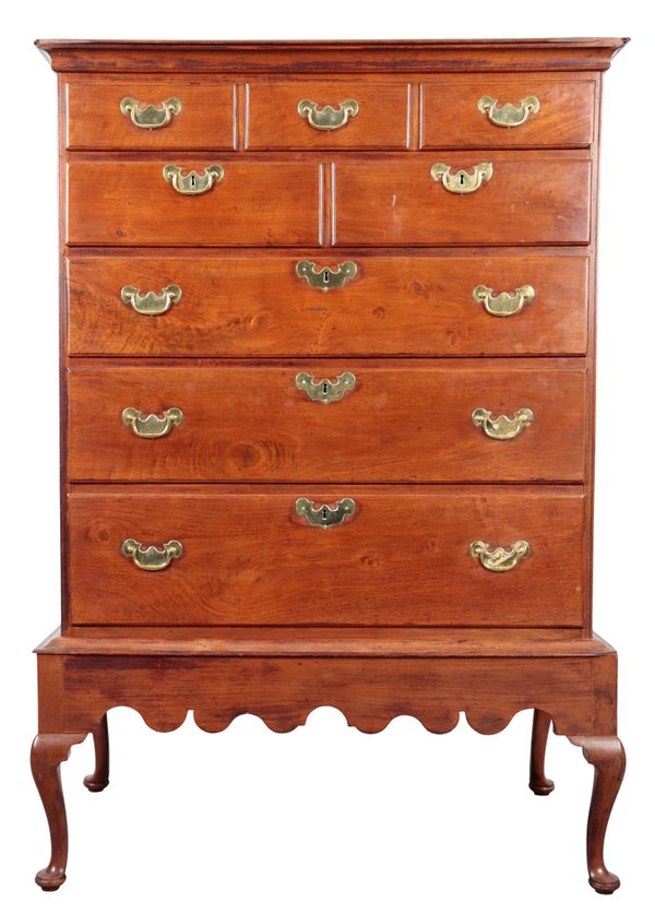 A CHIPPENDALE STYLE WALNUT CHEST ON STAND