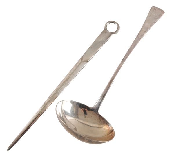 A GEORGE III SILVER OLD ENGLISH PATTERN LADLE