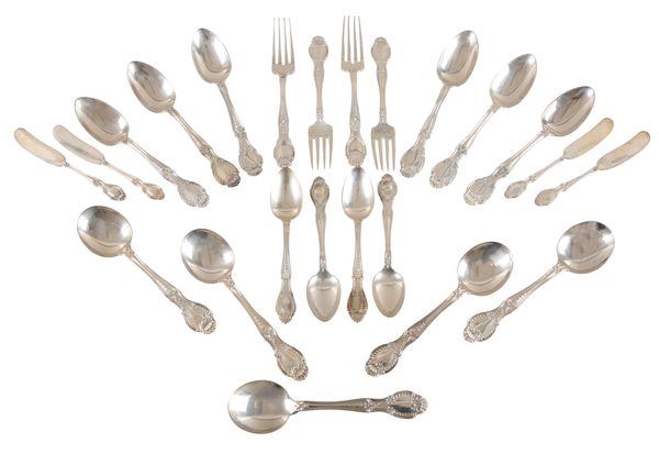 A TIFFANY STERLING SILVER RICHELIEU PATTERN PART CUTLERY SERVICE