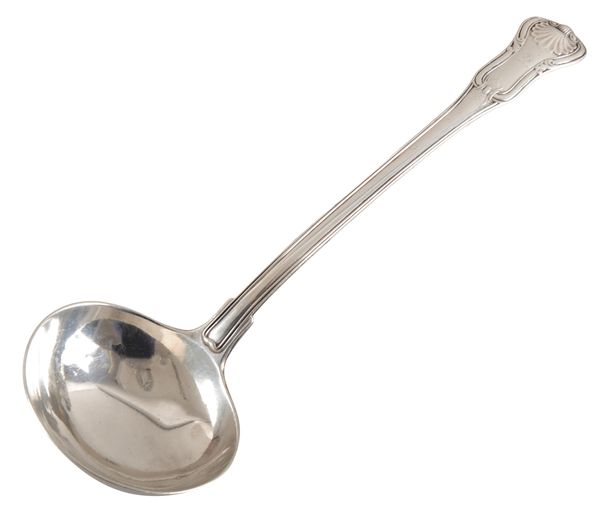 A GEORGE III SILVER KINGS HOURGLASS PATTERN PUNCH LADLE