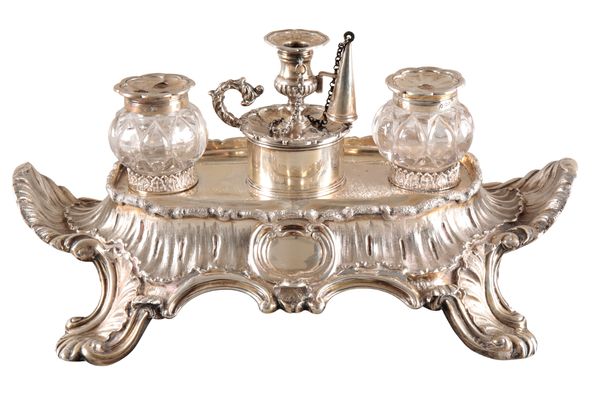 A WILLIAM IV SILVER INKSTAND