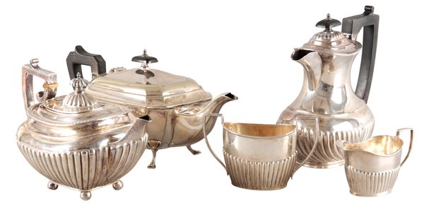 A VICTORIAN AND EDWARD VII SILVER HARLEQUIN TEA SERVICE