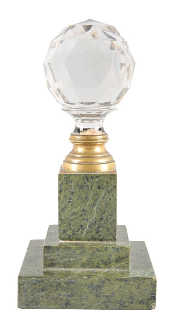 A CUT GLASS NEWEL POST CAP