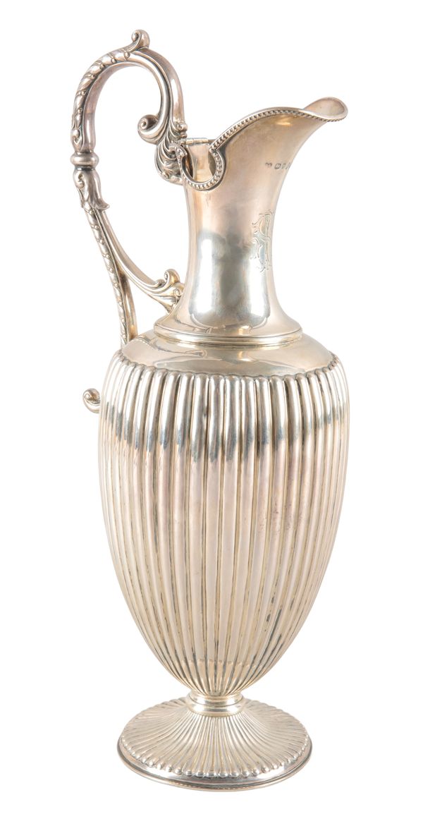 A VICTORIAN SILVER WINE EWER