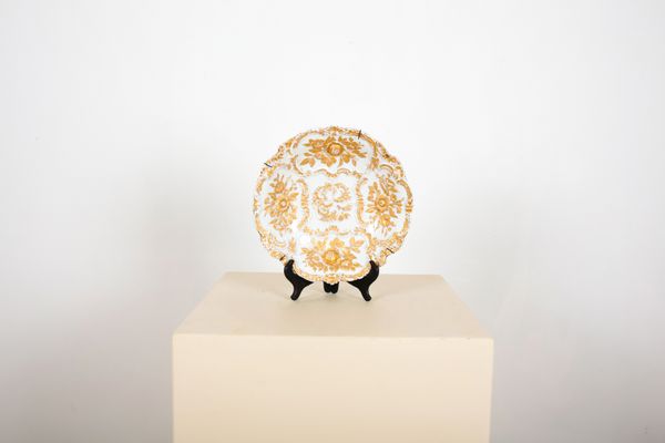 A MEISSEN MOULDED AND PART-GILT ROCOCO STYLE BOWL