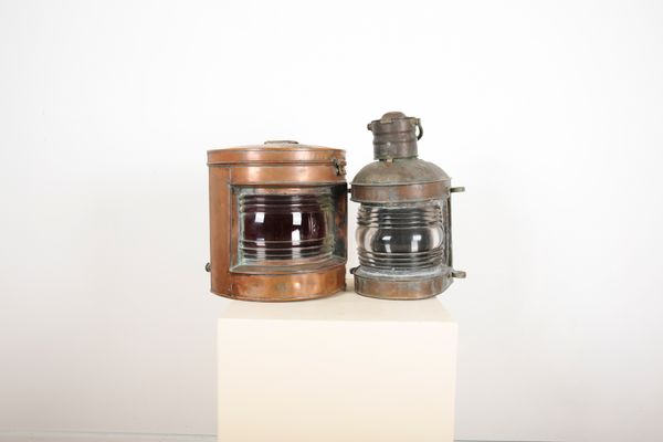 A COPPER SHIP'S RED 'PORT' LIGHT OR LANTERN BY DAVEY, LONDON, E14