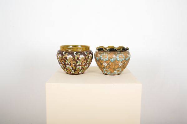 TWO 19TH CENTURY DOULTON LAMBETH ‘SLATER’S PATENT’ JARDINIÈRES