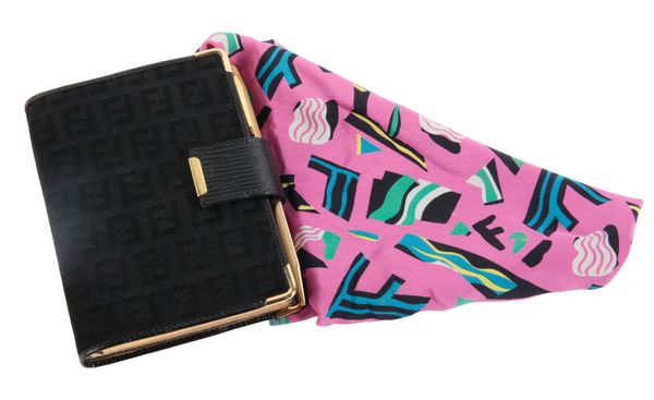 FENDI: A TRIANGULAR PINK SILK SCARF