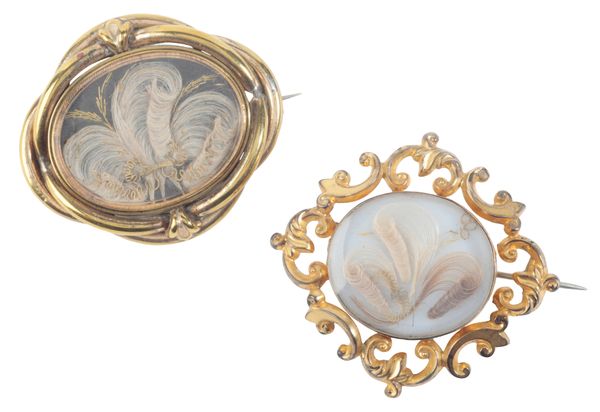 TWO PINCHBECK MOURNING BROOCHES