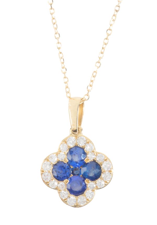 A SAPPHIRE AND DIAMOND PENDANT NECKLACE