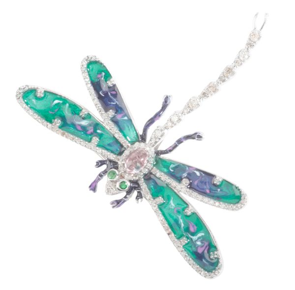 A GEM-SET DRAGONFLY BROOCH / PENDANT