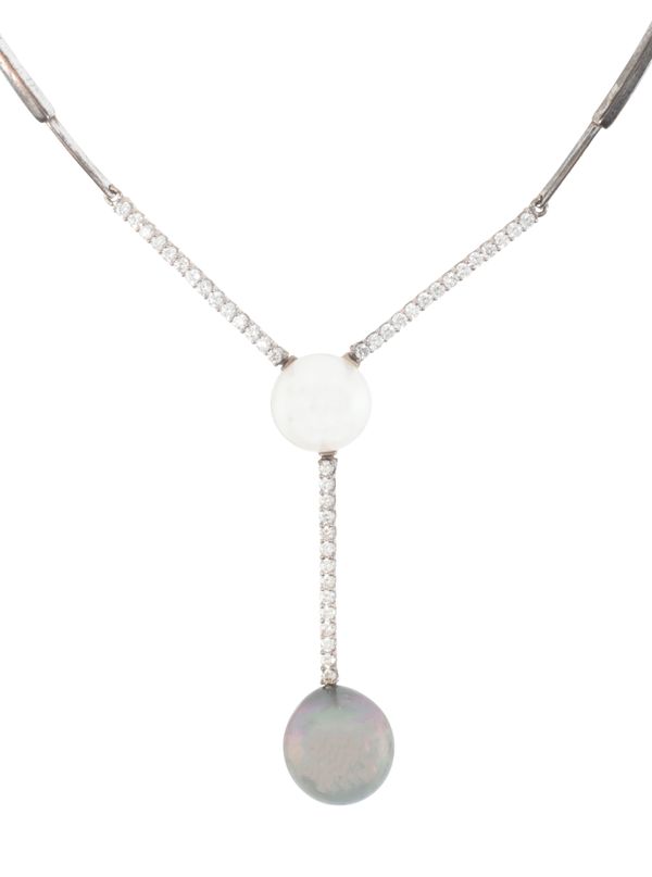 SCHOEFFEL: A PEARL AND DIAMOND PENDANT NECKLACE