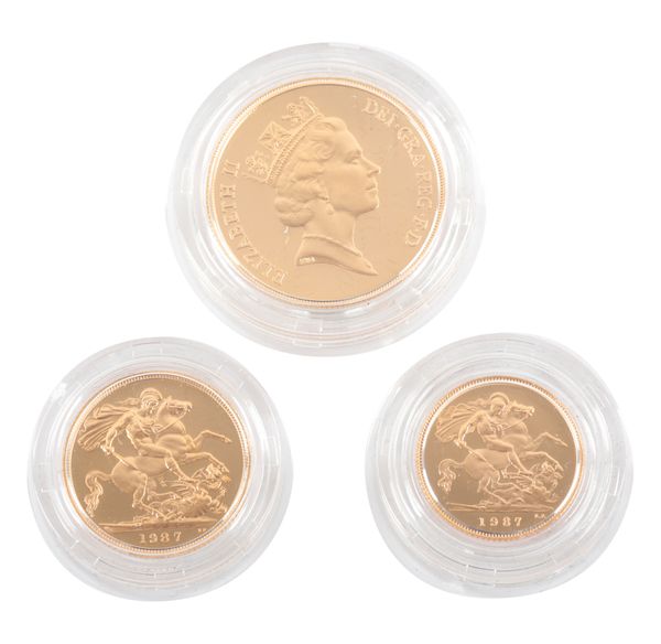 THE ROYAL MINT: A 1987 GOLD PROOF THREE SOVEREIGN SET