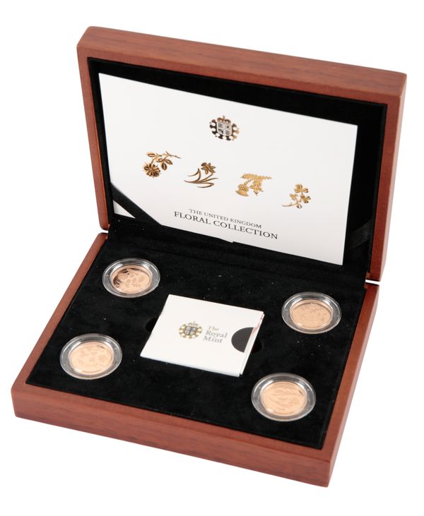 THE ROYAL MINT: A 2013 "THE GOLD FLORAL COLLECTION" GOLD PROOF £1 FOUR COIN SET