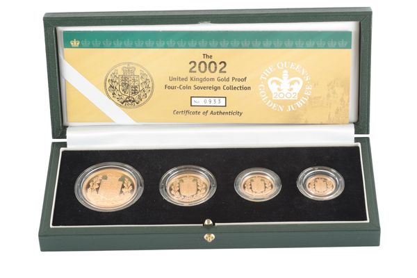 THE ROYAL MINT: THE 2002 "THE QUEEN'S GOLDEN JUBILEE" GOLD PROOF FOUR-COIN SOVEREIGN COLLECTION