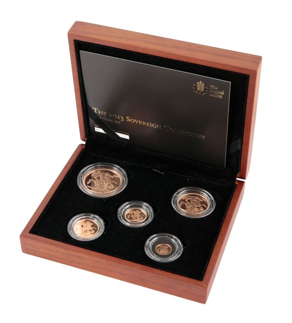 THE ROYAL MINT: "THE 2013 SOVEREIGN COLLECTION" GOLD PROOF FIVE COIN SET