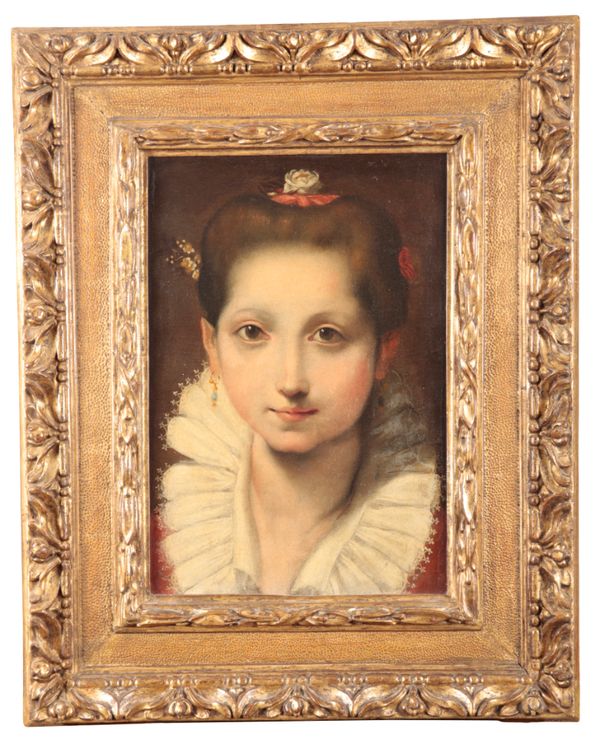 CIRCLE OF ALLESANDRO ALLORI (1535-1607) A head and shoulders portrait of a young woman