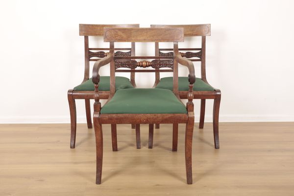 THREE REGENCY MAHOGANY DINING CHAIRS