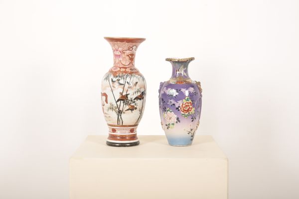 A BALUSTER SHAPED JAPANESE SATSUMA VASE