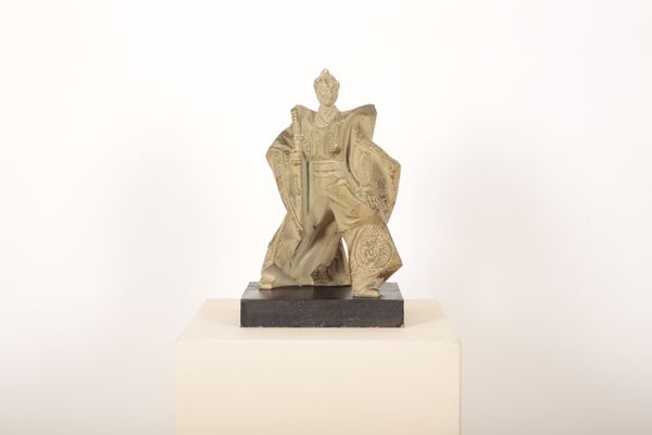 A PLASTER FIGURE OF A JAPANESE SAMURAI WARRIOR