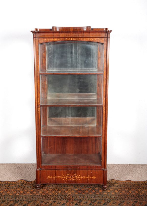 A FRENCH ROSEWOOD AND MARQUETRY VITRINE