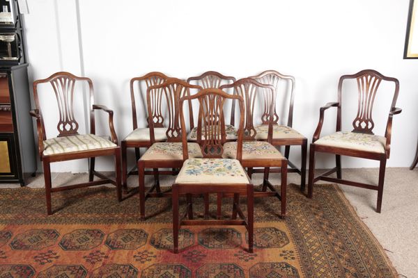 A SET OF EIGHT GEORGE III  STYLE MAHOGANY DINING CHAIRS