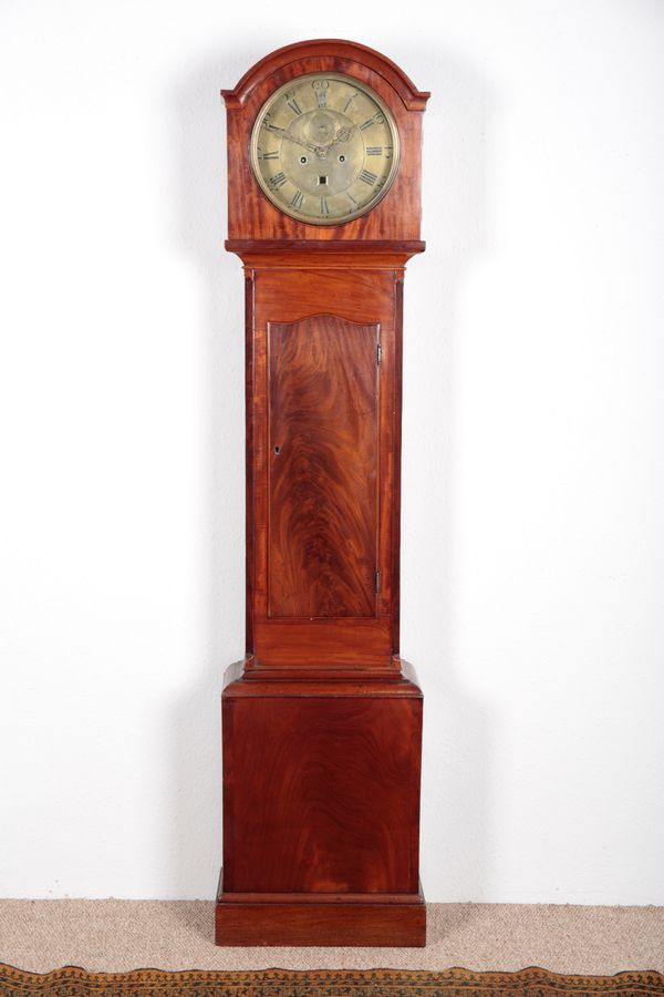 A REGENCY MAHOGANY LONGCASE CLOCK BY THOMAS JOHNSTON OF DUBLIN