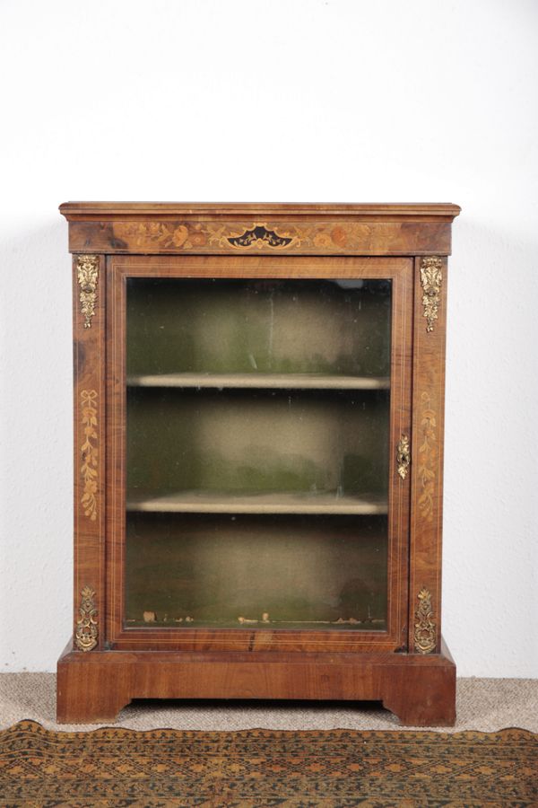 A VICTORIAN WALNUT AND MARQUETRY BOOKCASE