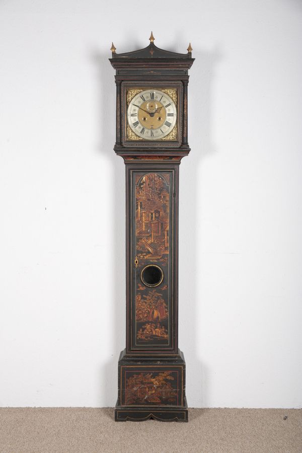 A CHINOISERIE LACQUERED EIGHT DAY LONGCASE CLOCK