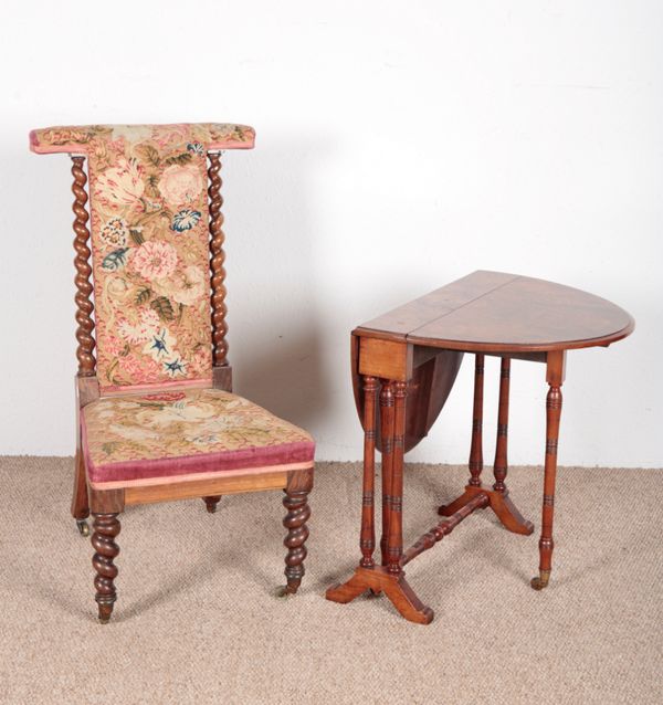 A VICTORIAN WALNUT NURSING CHAIR