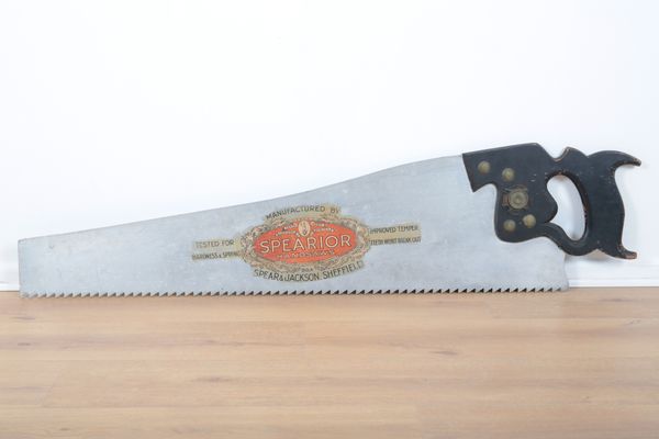SPEAR & JACKSON, SHEFFIELD: A GIANT ADVERTISING 'SPEARIOR HANDSAW' SIGN