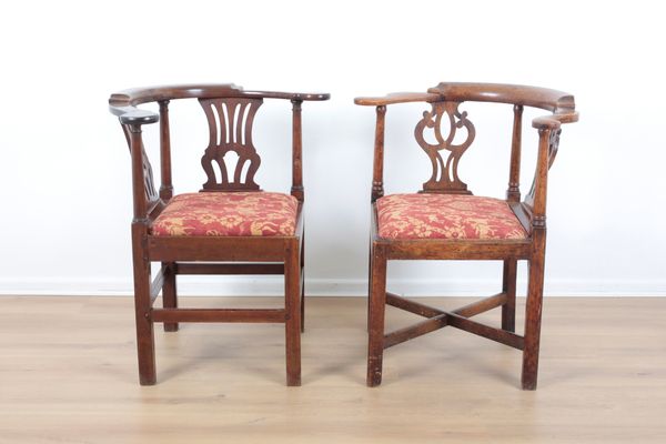 A MATCHED PAIR OF GEORGE III CORNER CHAIRS