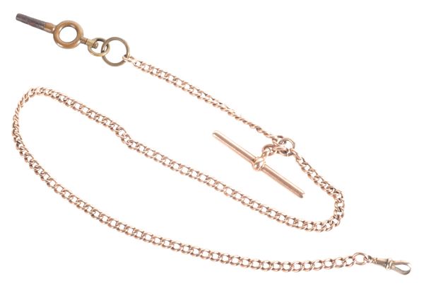 A 9CT GOLD WATCH CHAIN