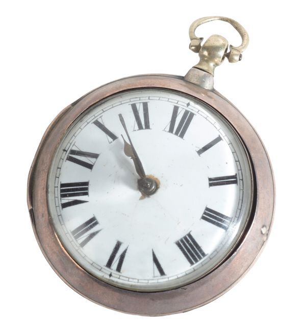 AN 18TH CENTURY SILVER CASED VERGE POCKET WATCH