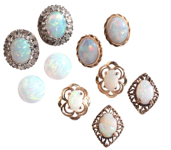 A COLLECTION OF OPAL STUD EARRINGS