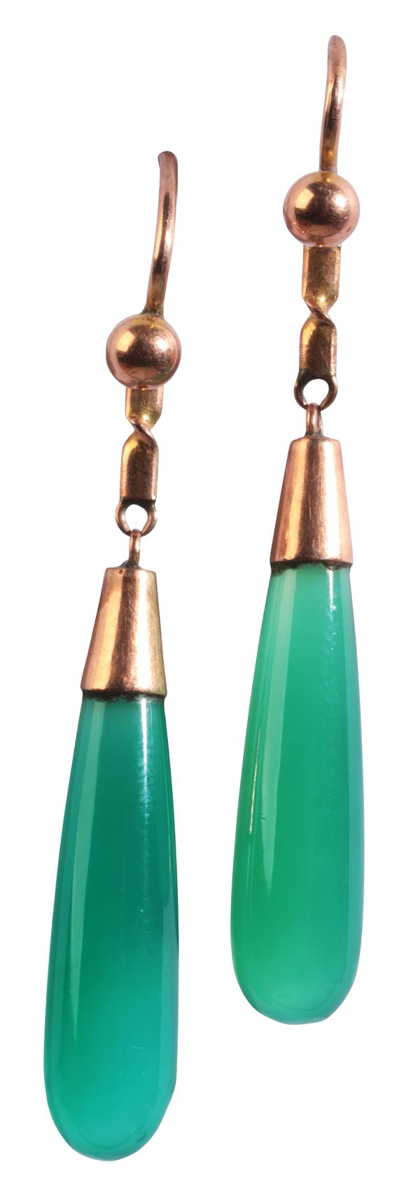 A PAIR OF CHRYSOPRASE DROP EARRINGS