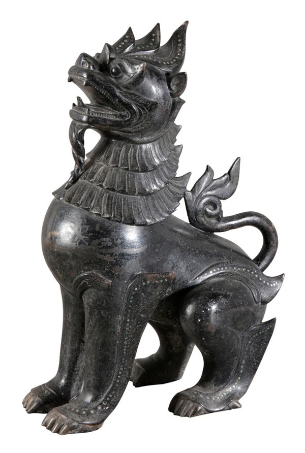 A SOUTH EAST ASIAN BRONZE TEMPLE OR GUARDIAN DOG