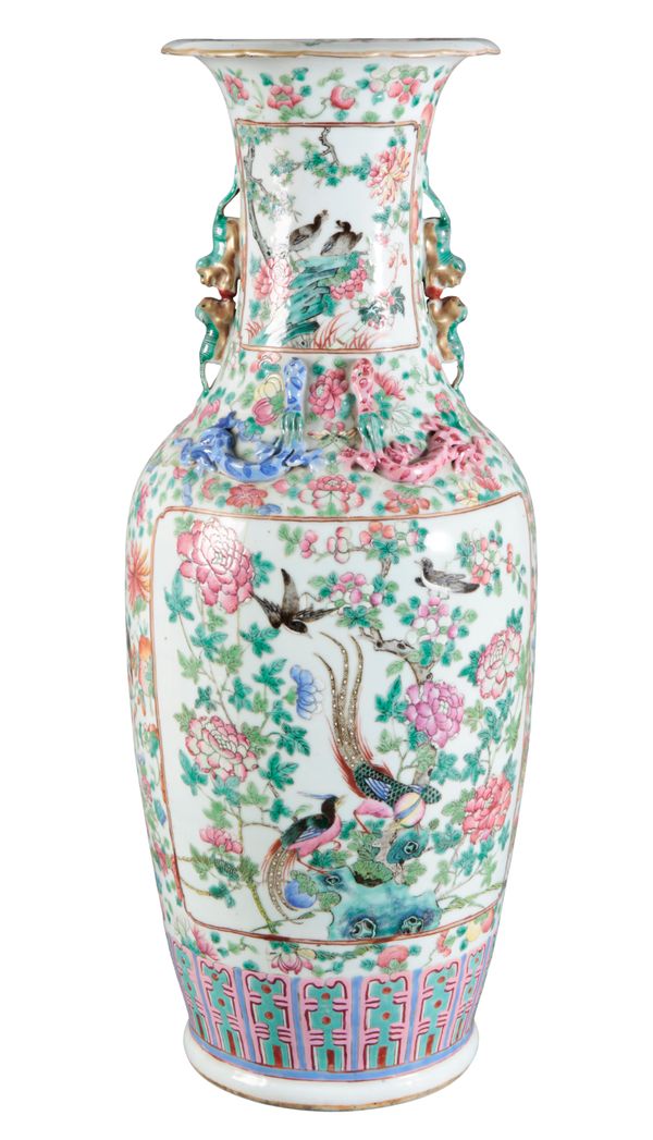 A CHINESE FAMILLE ROSE BALUSTER VASE