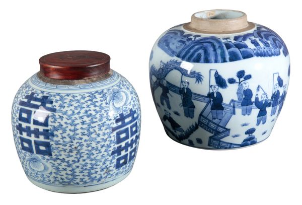 TWO SIMILAR CHINESE BLUE AND WHITE GINGER JARS