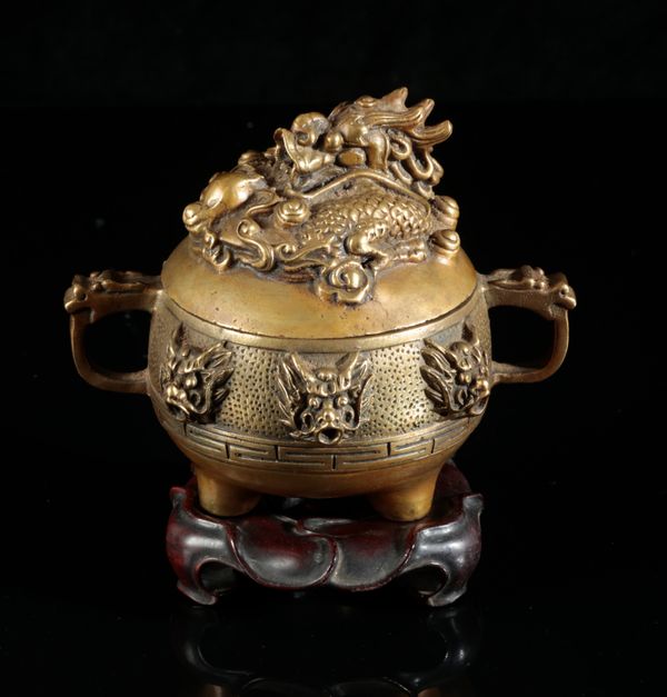 A CHINESE GILT BRONZE CENSER