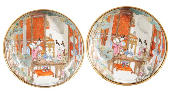 TWO CHINESE PORCELAIN FAMILLE ROSE SAUCERS