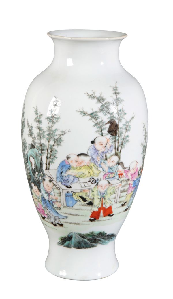 A CHINESE PORCELAIN BALUSTER 'BOYS' VASE