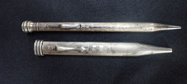 A WHITE STAR LINE SILVER PENCIL AND ONE OTHER SILVER PENCIL