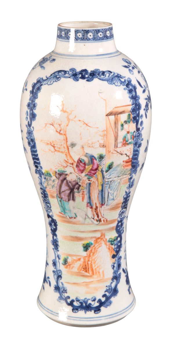 A CHINESE SOFT-PASTE PORCELAIN FAMILLE ROSE BALUSTER VASE