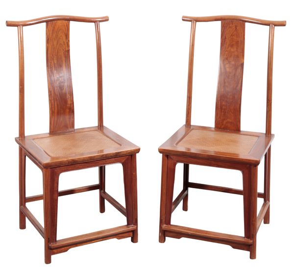 A PAIR OF CHINESE YOKE BACK CHAIRS